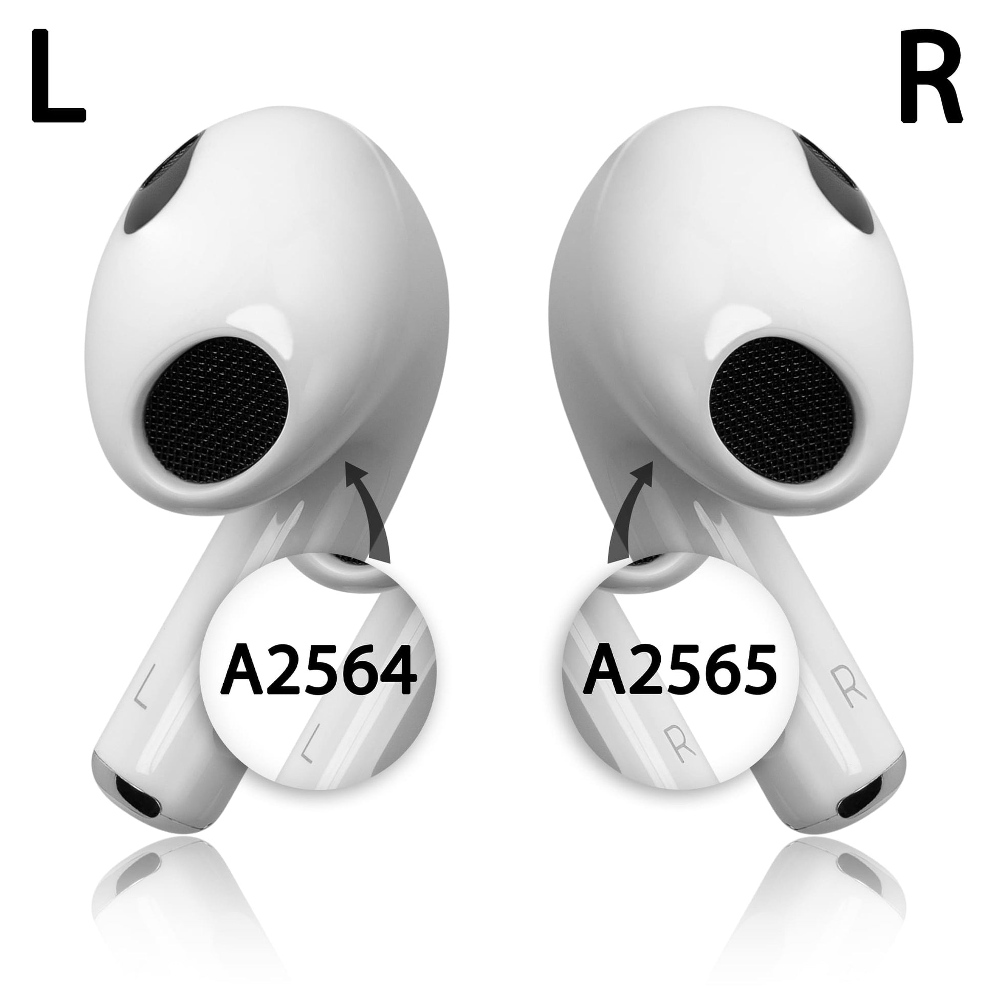 Vergleich rechter und linker AirPod 3. Generation zur Identifikation