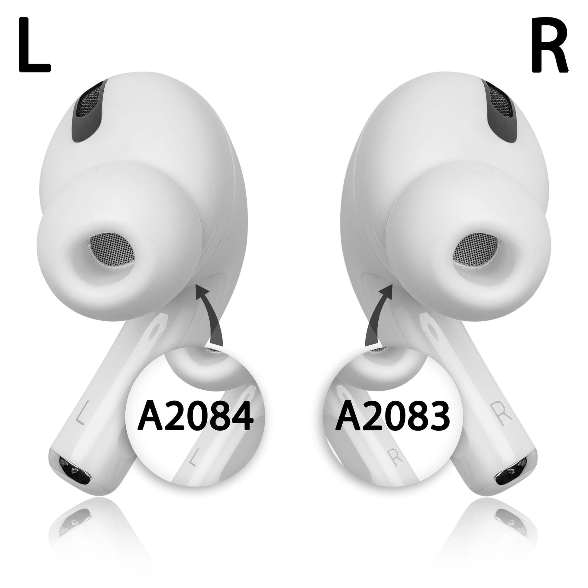 Comparación AirPod Pro 1 izquierdo y derecho para identificar