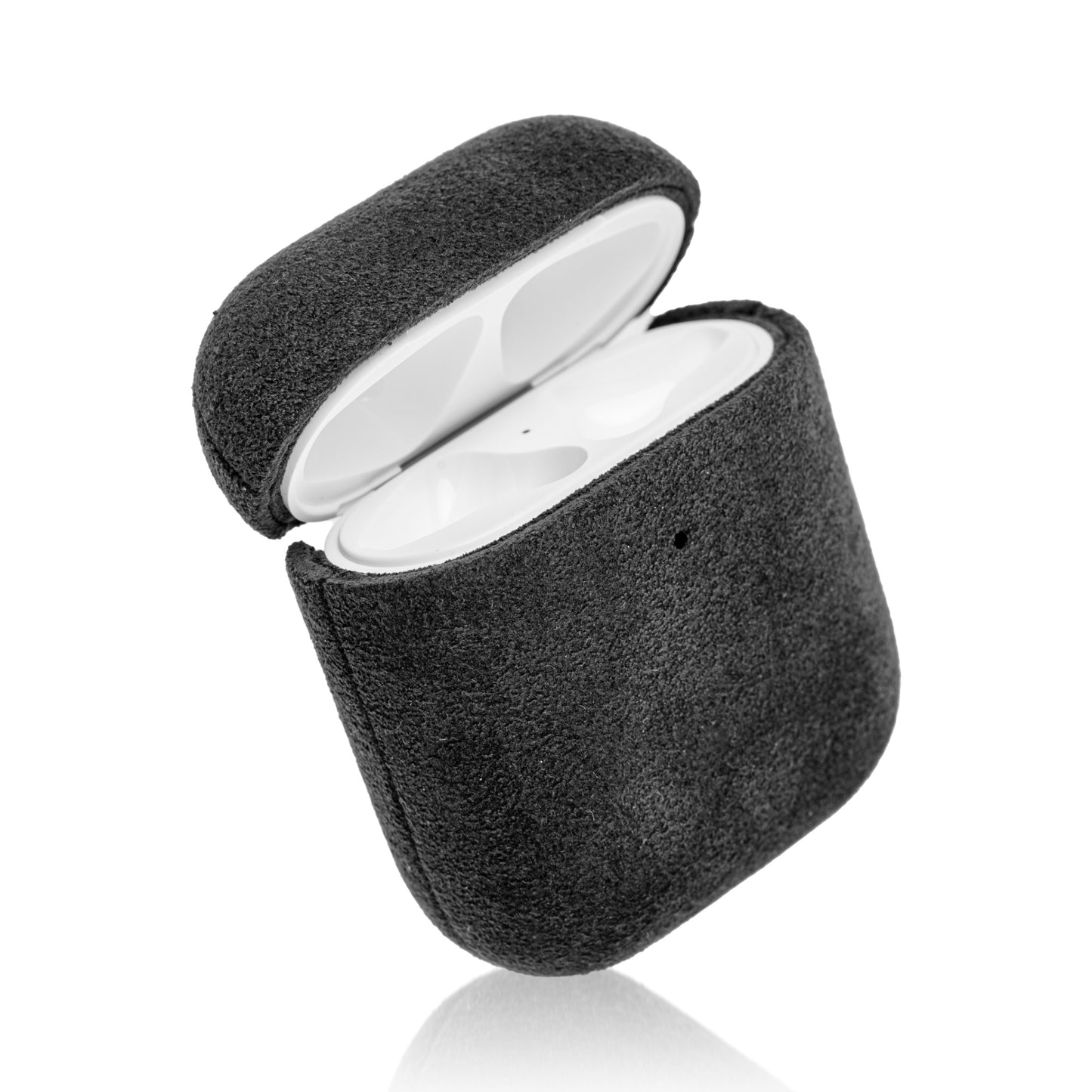 AirPods 2nd generation Alcantara case in grey side view