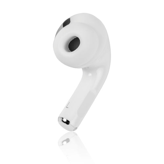 AirPods Pro 2 links – Detailansicht mit Silikon-Ohrstöpsel