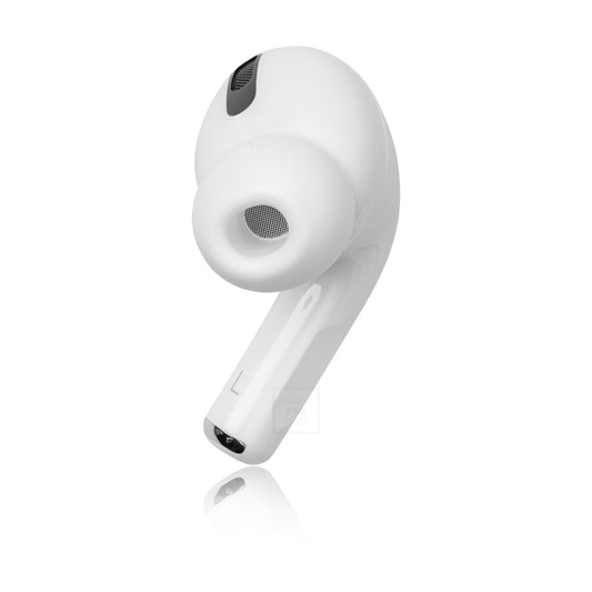 AirPods Pro 1 links – Detailansicht mit Silikon-Ohrstöpsel